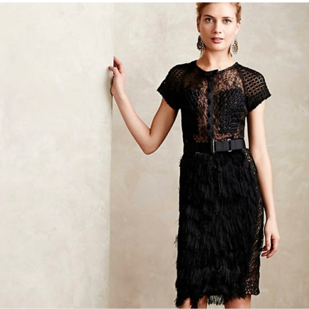 Anthropologie Byron Lars Corvus Fringe Dress